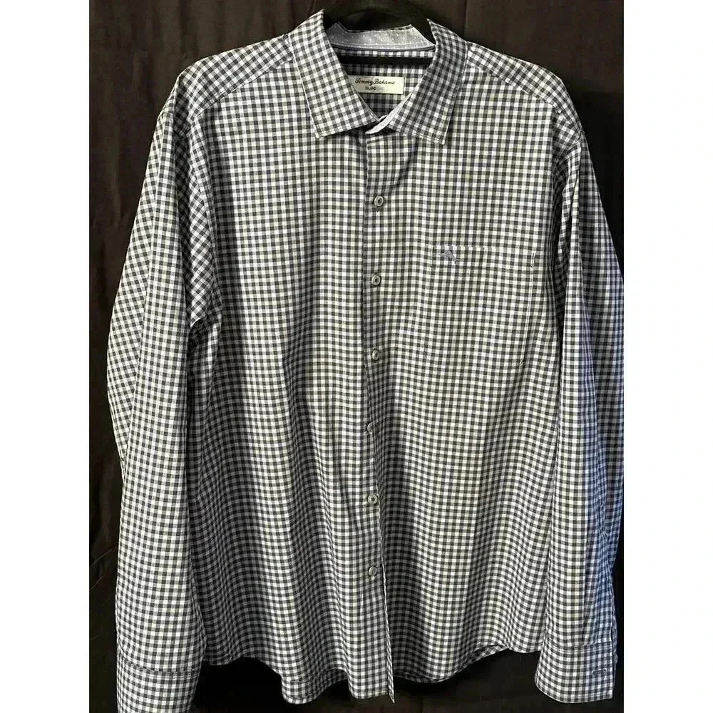 Men’s Tommy Bahama Island Zone Blue Checked Large Button Down Shirt